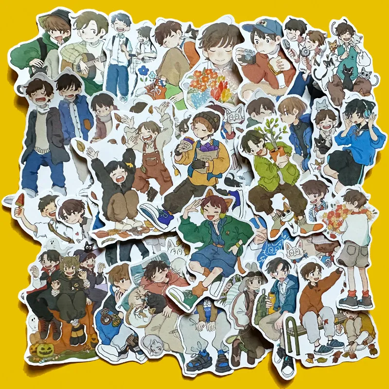 

37PCS Japanese Style Anime Cartoon Boy Character Stickers DIY Decor for Phone Case Laptop Pad Journal Scrapbook
