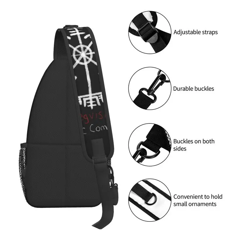 Vegvisir viking bússola bind rune sling crossbody mochila homens valhalla norse ombro saco de peito para viagens caminhadas daypack