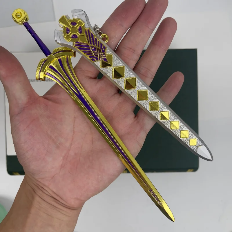 Anime Fate - Espada Excalibur, 22cm/8,66 polegadas, Não Afiada, Metal de Liga de Zinco, Acompanha Bainha, Modelo Colecionável com Tema de Anime e Jogo