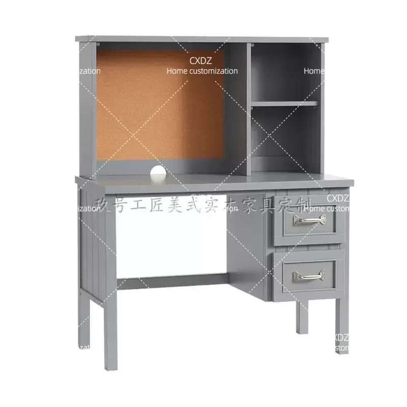 Rural Solid Wood Student Desk with Bookshelf Custom Writing Table Study Table for Home Office