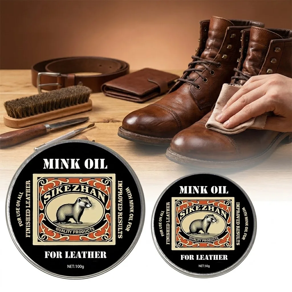 

50/100g Premium Mink Oil Leather Conditioner Balm, Natural Odorless Care for Shoes, Boots, Bags, Sofa & All Leather Items