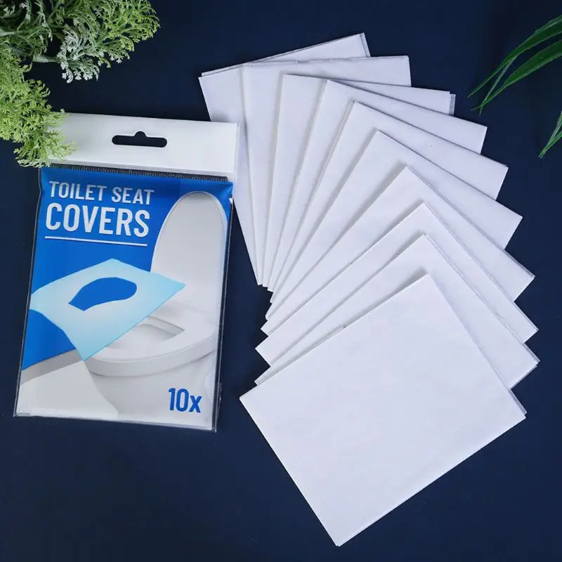 5 Packs=50Pcs Waterproof Toilet Paper Pad Water-soluble Degradable Toilet Mats Covers Paper Bathroom Accessories