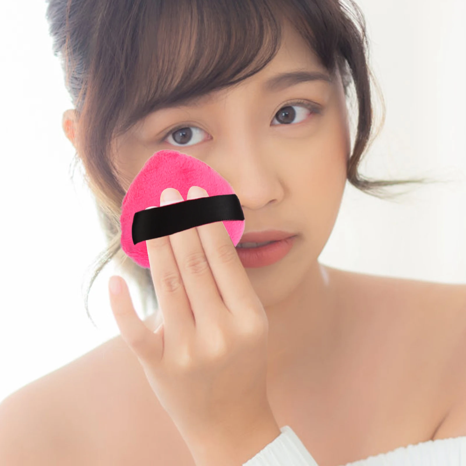 8 pó solto em forma de coração de lona rosa beleza ovo mini maquiagem bolso puff compacto feminino cosméticos pó facial