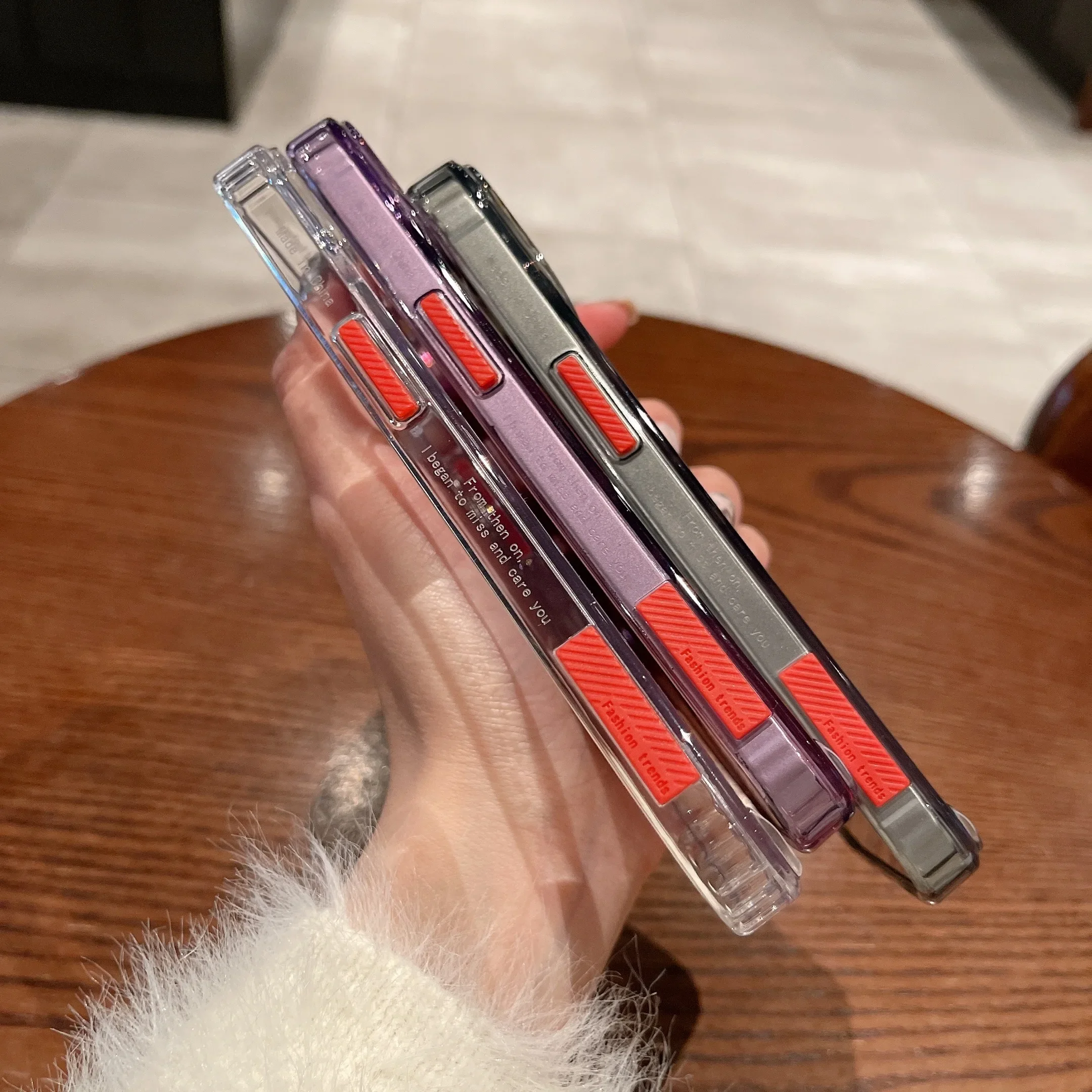 Phone Case for iPhone 15 14 13 Pro Max Plus Cases Soft Bumper Shockproof Clear Transparent Purple Hard Back Cover