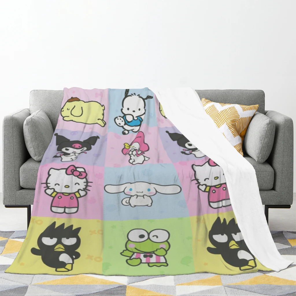 Fluffy Baby Blanket Sanrio Characters Sofa Camp Nap Bedspread Cozy Flannel Blanket Bedroom Decor