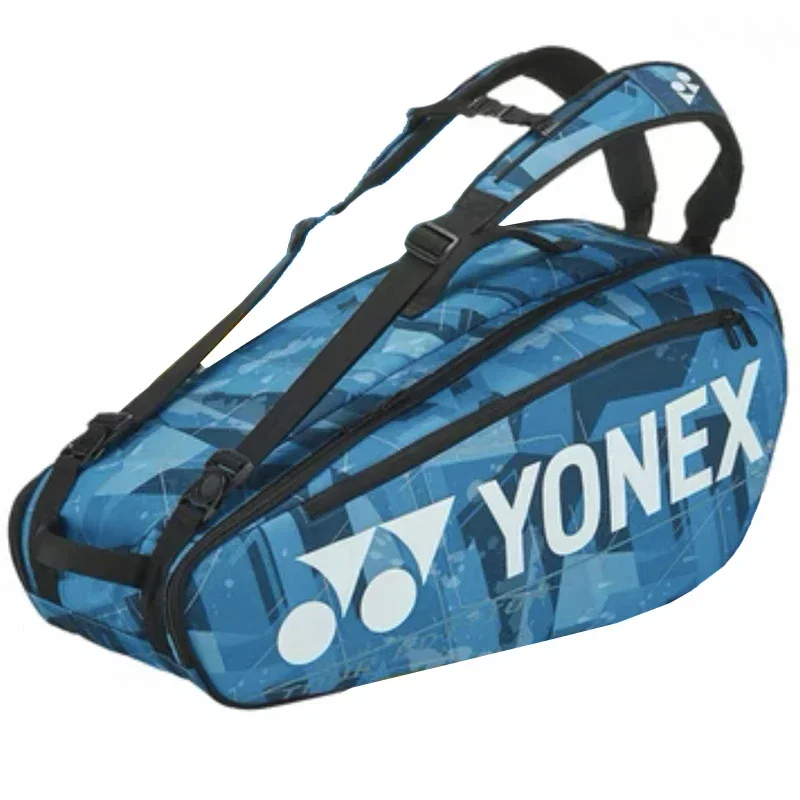 Yonex-本物のpuバドミントンバッグ、テニスバックパック、大容量ラケットバッグ、マッチトレーニング機器用の12個のラケットを収納、yyファッション