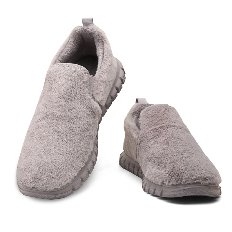 

Fujeak Outdoor Casual Shoes for Men Comfortable Non-slip Flats Lightweight Walking Shoes Warm Faux Fur Cotton Shoes Plus Size