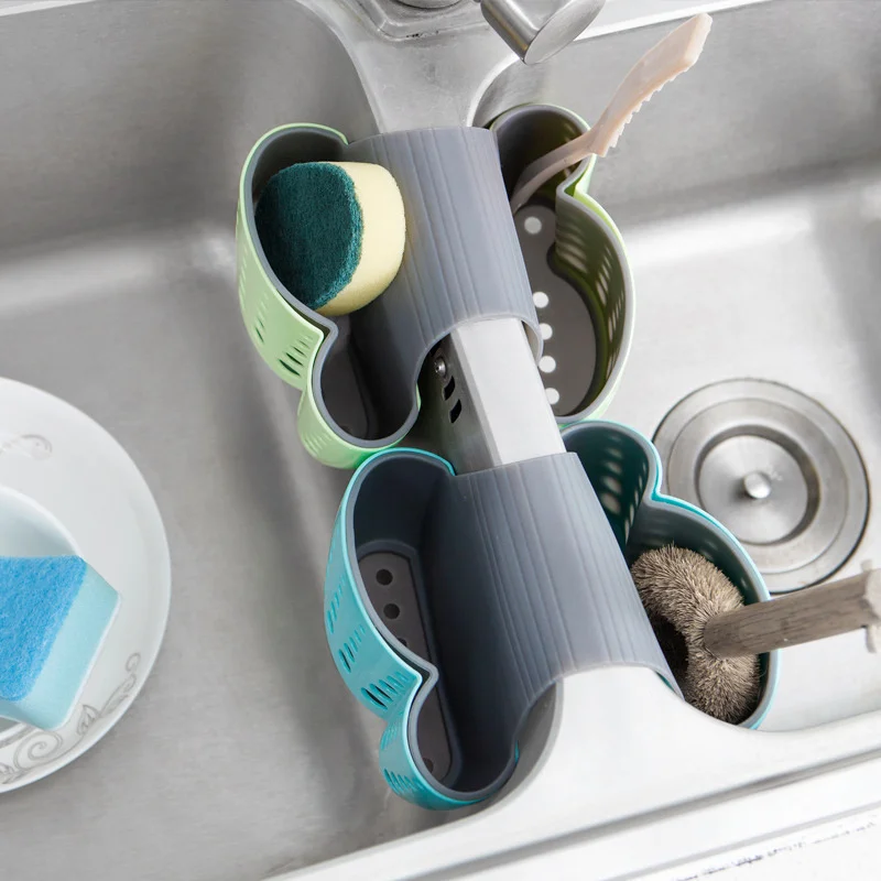 

Sink Sponge Holder Pvc Hanging Strainer For Kitchen Bathroom Organizer With Drain Holes Mesh Bag Soap Scrubber Storage