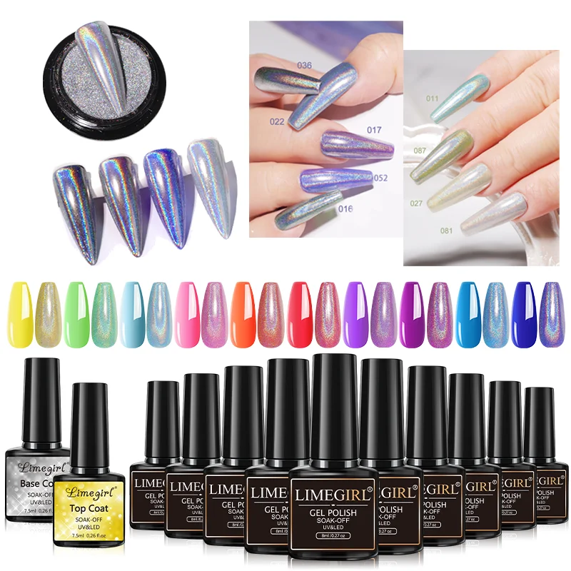 12 PCS Gel Nail Polish Set 10Colors Gel Polish Kit Base Coat Glossy Matte and Glitter Top Coat Nail Polish Set