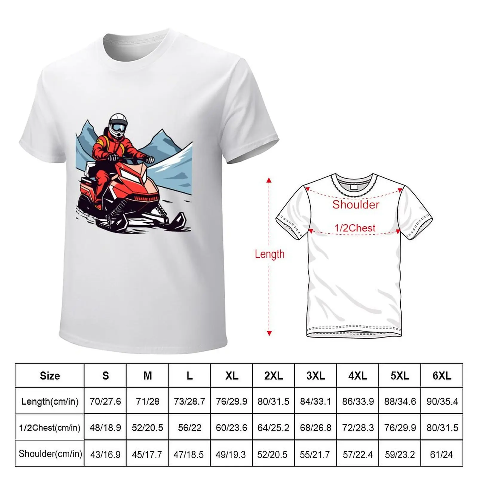 Man on a snowmobile T-shirt vintage clothes anime clothes Blouse cute clothes mens t shirts casual stylish