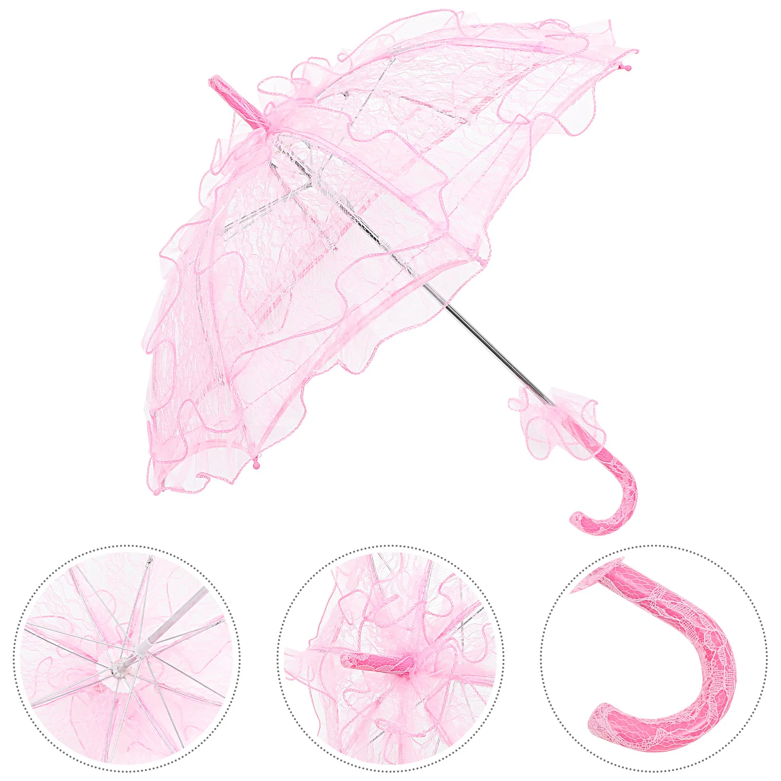 웨딩 우산 작은 핑크 수제 레이스 면 파라솔 신부 샤워 티 파티 사진 촬영 장식 빈티지 자수