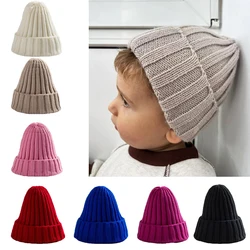 Kids Winter Knitted Hats for Newborn Boys Crochet Bonnet Toddler Baby Girl Beanie Children Warmer Stuff Solid Color 1-6 years