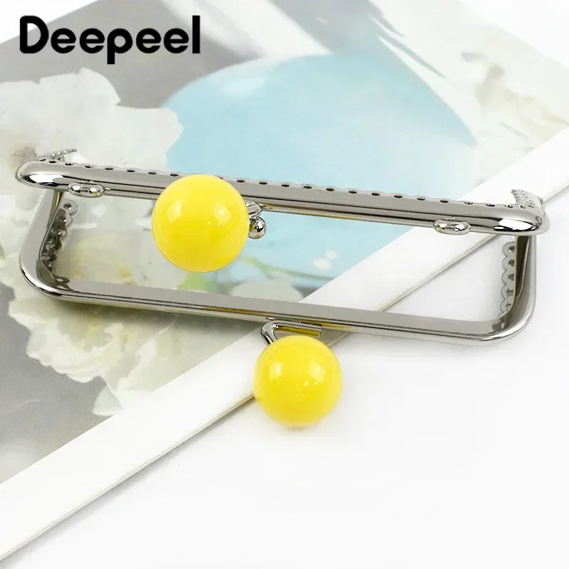 2/5/10Pcs Deepeel 12.5cm Metal Purse Frame Bag Handle Colored Bead Women Handbag Kiss Clasp DIY Sewing Brackets Bags Accessories