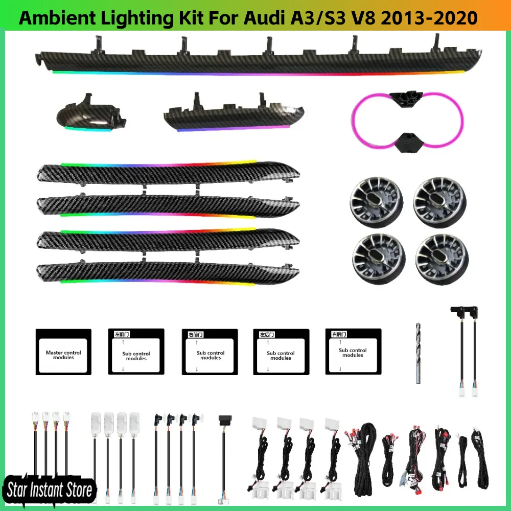 

64 Colors Dynamic Ambient Light for Audi A3/S3 V8 2013-2020 Interior Lighting Upgrade Accessories
