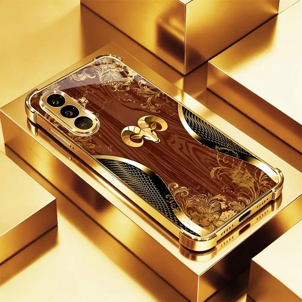 Wood Grain Gold Aries phone case s26 ultra case mobile phones 케이스 폰케이스 glass for Samsung Galaxy S26 S25 S24 S23 S22FE,Ultra,Plus