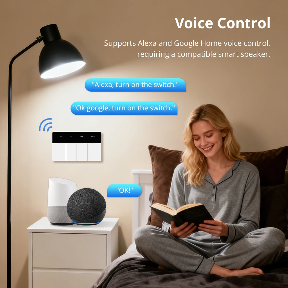 Zemismart Zigbee горизонтальный кнопочный настенный выключатель DIY имя панель дисплея работает с Tuya Alexa Google Home Voice