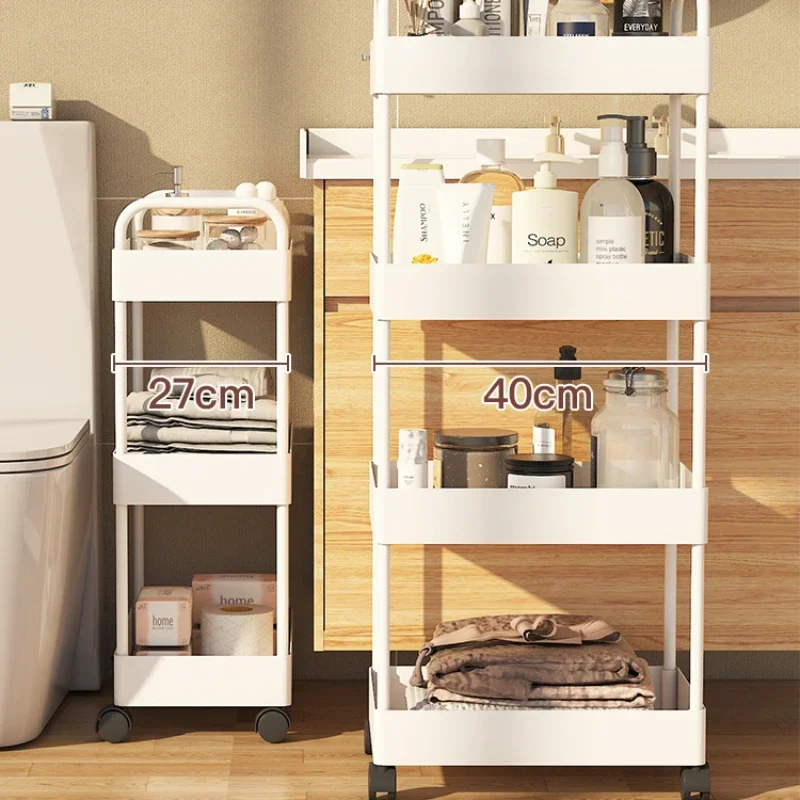 Floor-to-Ceiling Shelves - Movable Clamp-Stitch Trolley, Narrow Gap Cabinet, Home Storage Shelf, High Capacity Mobile Shelf