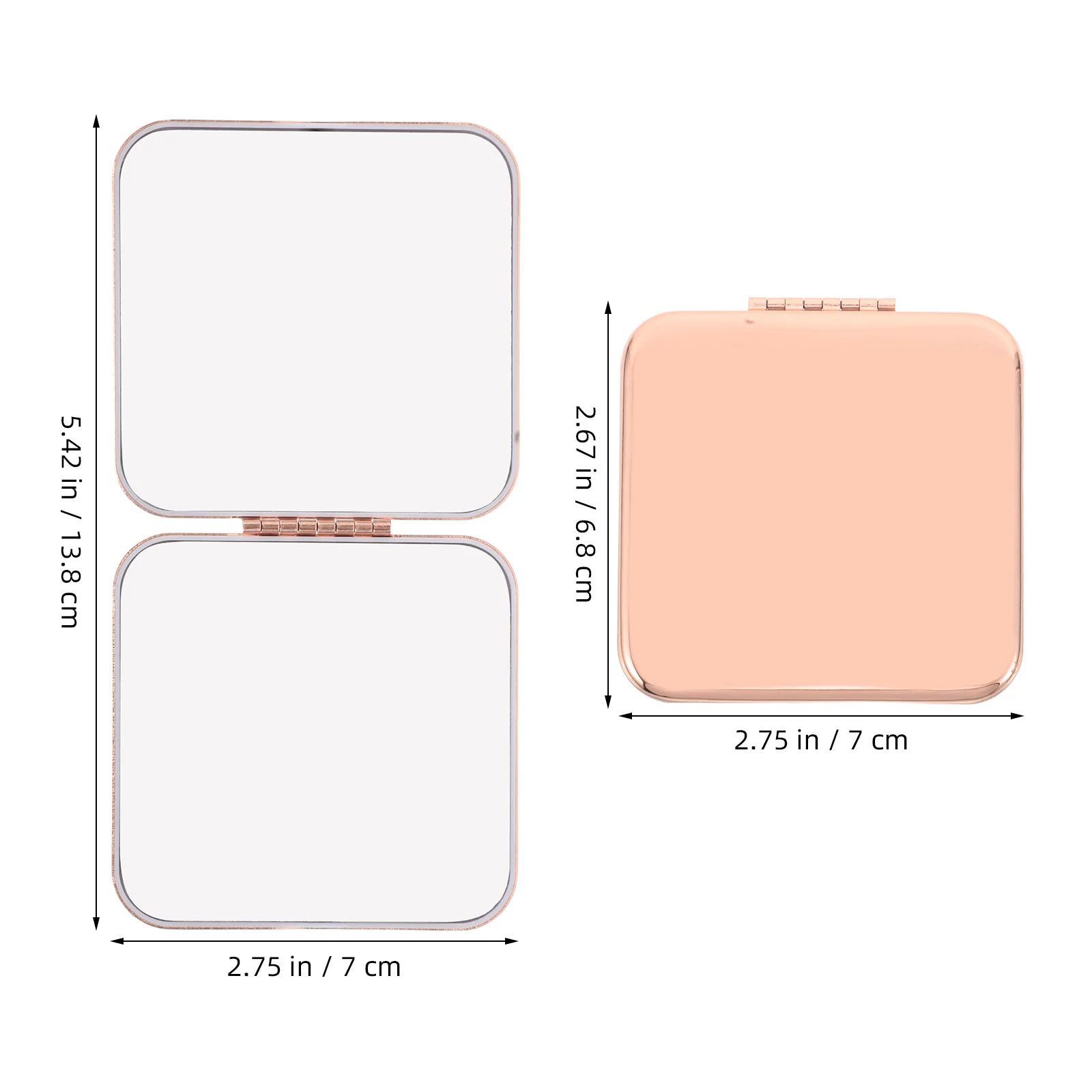 Miroir de maquillage Compact en or Rose, miroir de poche Portable pliable Double face de voyage en métal pour sac à main, utilisation de vanité