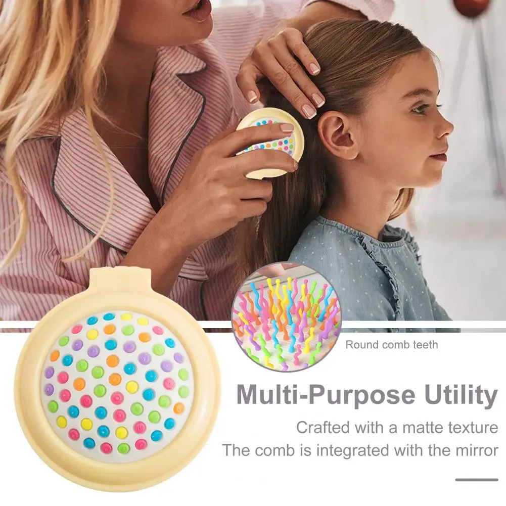 7cm Round Travel Hair Brush With Mirror Folding Pocket Hair Brush Rebound Air Bags Portable Comb For Home Salon Bedroom Women