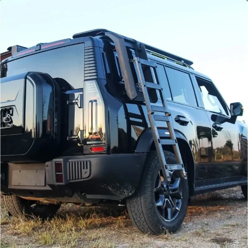 

2024 New Design Black Aluminum Folding Ladder, Heavy Duty Offroad Roof Rack Accessories