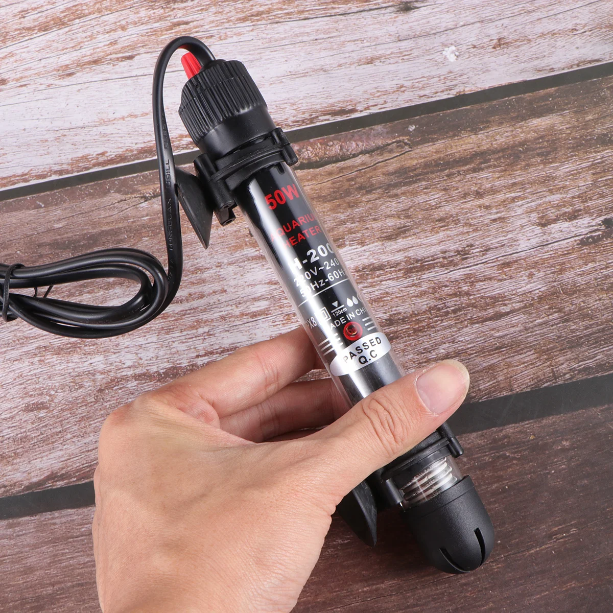 

2pc 50W Glass Submersible Aquarium Heater Thermometer Eu Plug Temperature Adjustment For Freshwater Saltwater Fish Tank