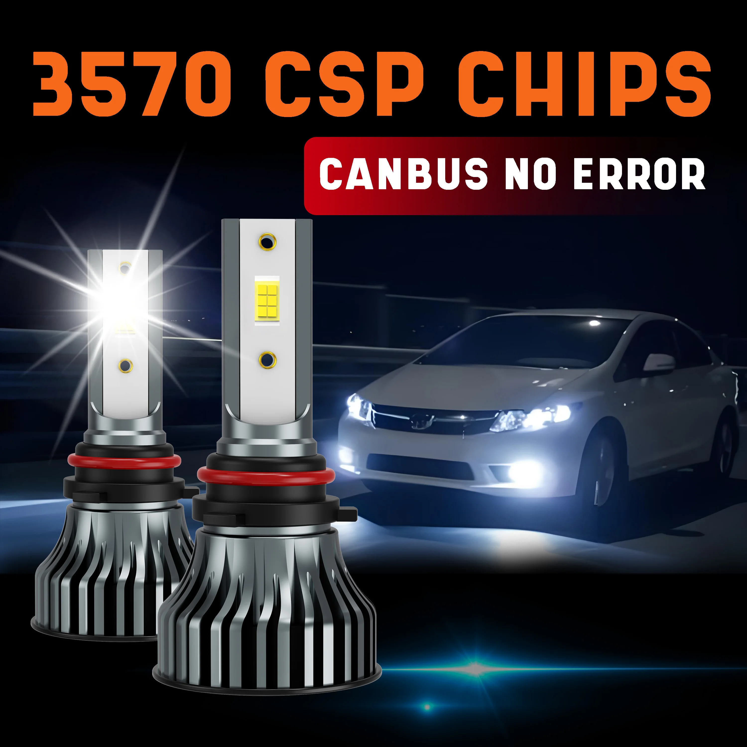 Heyword  LED Car Headlight Bulbs  H4 H7 H11 9005 9006 Compatible 2000000LM Brightness 6000K White Light 12V