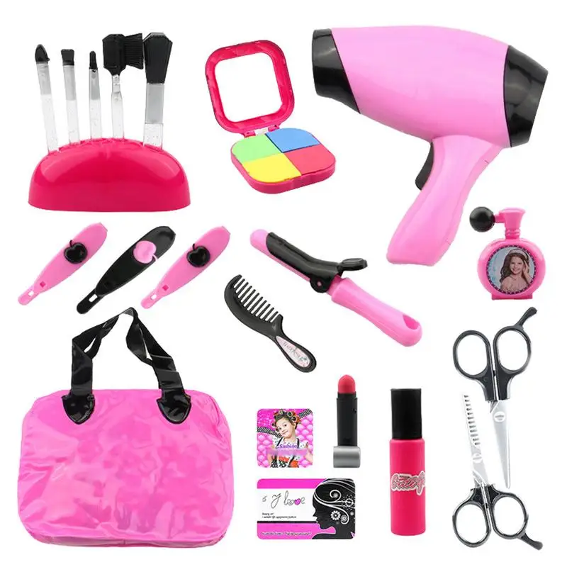 Kinder Make-up Spielzeug Schönheit Friseur Set Simulation Kosmetik Set so tun, als ob Make-up Spielzeug Spielzeug Föhn Locken wickler, andere Styling-Tools