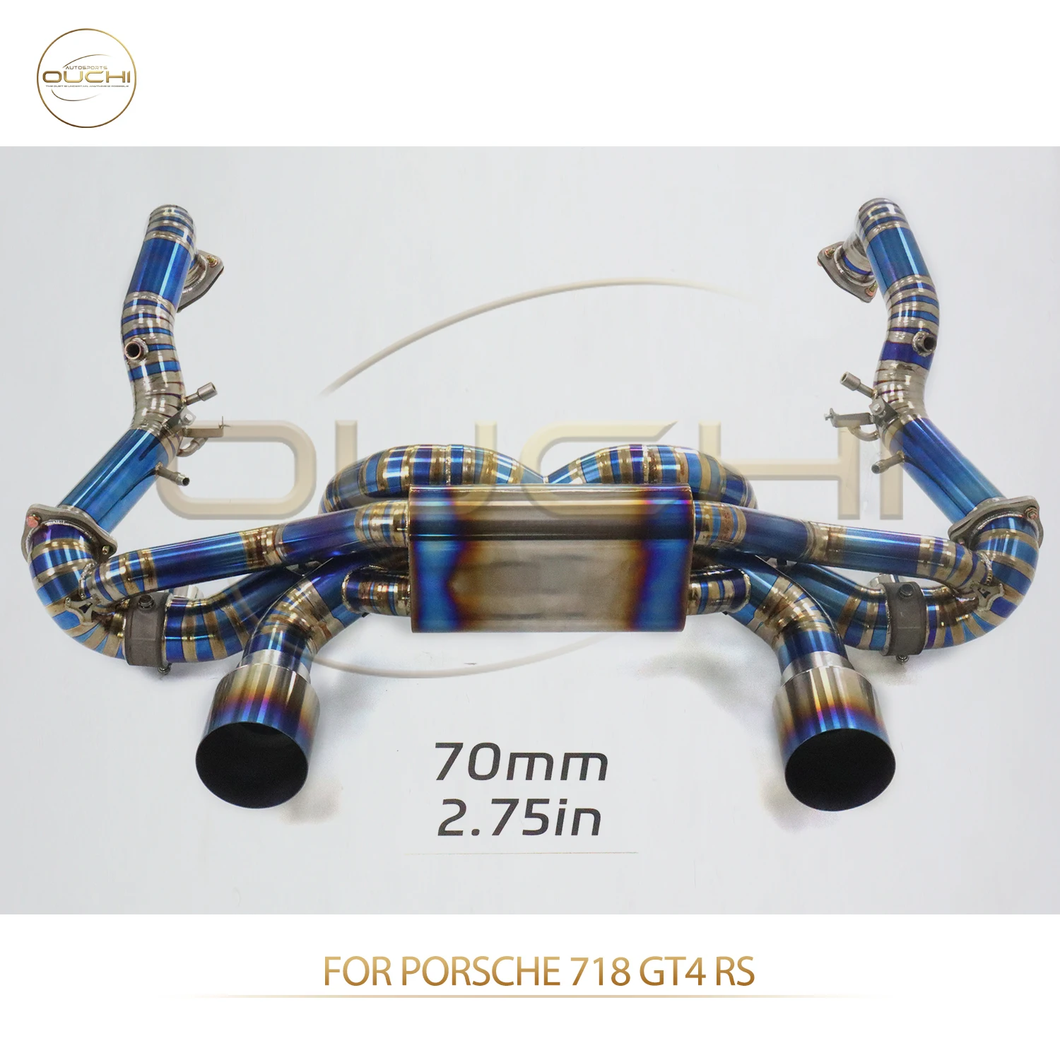 

OUCHI Factory Direct Sales TC4 Catback for Porsche 718 GT4 RS Catalysis Downpipe Exhaust With Muffler Vacuum Valve Car Parts
