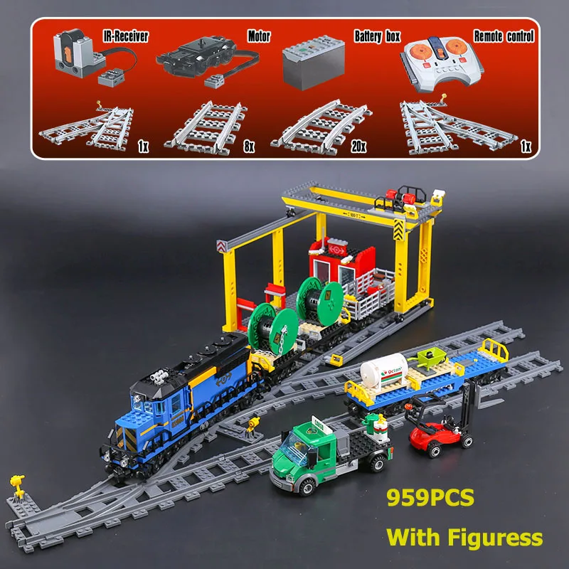 City Heavy-Haul Freight Passenger Train Model Building Blocks Bricks Birthday Gift For Kid Boy Toy 60052 60098