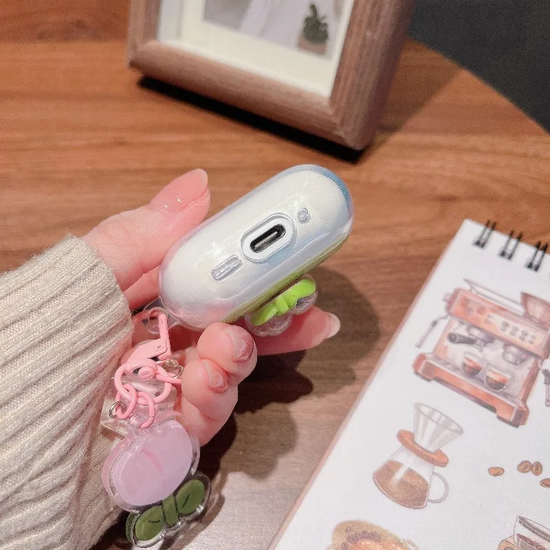 Simpatiche fiori fai da te farfalla custodia trasparente per auricolari per AirPods Pro 3 2025 4 3 2 1 Pro2 copertura protettiva per cuffie con pendente