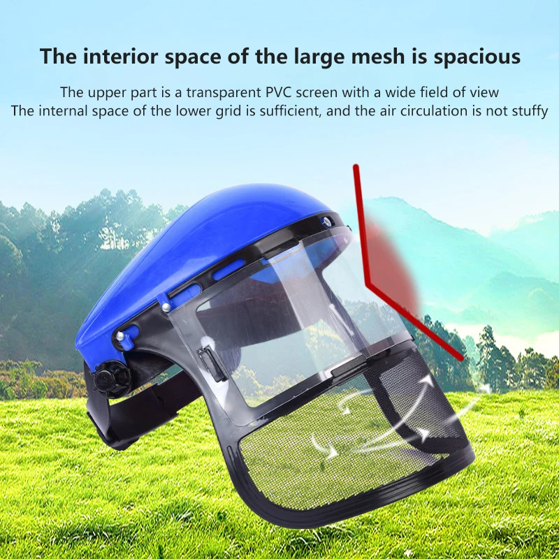 1Pcs PVC Protective Mask Anti Dust Mask Safety Head-Mounted Anti Splashing Grass For Cutting Hat Avoid Face Screen Protection