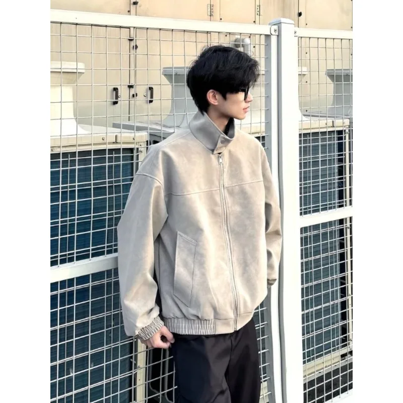 

American Retro Loose Jackets, Men's Spring and Autumn Bestsellers, Pu Leather Motorcycle Jackets, Trendy Pilot Jackets Fashion