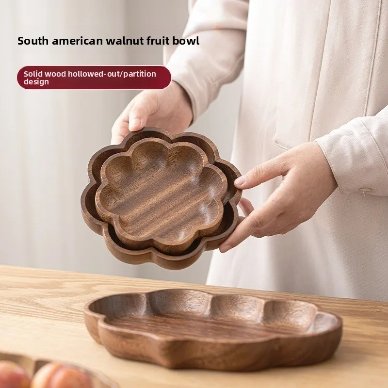 

Solid Wood Fruit Bowl Rustic Kitchen Table Snack Serving Platter Home Decor