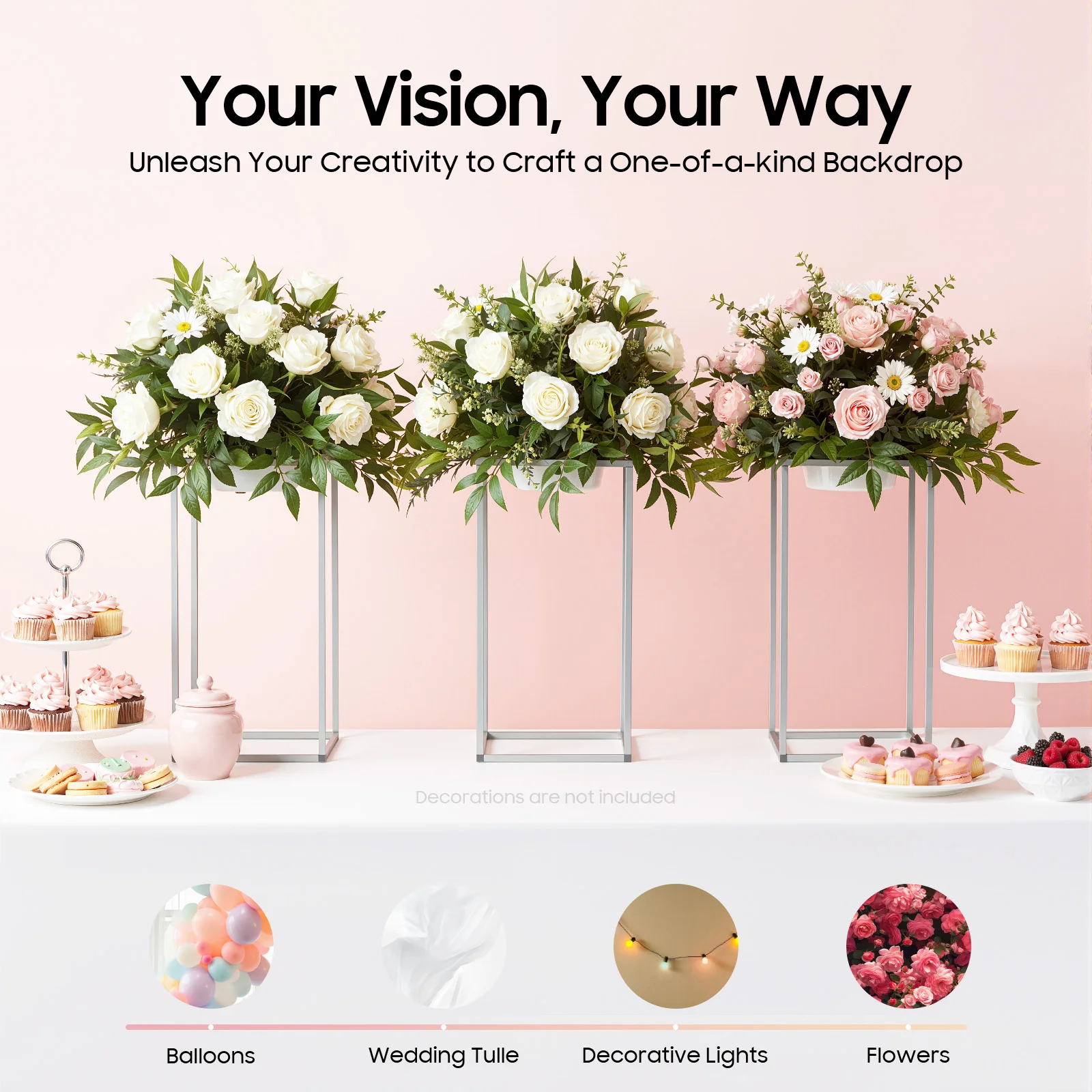

11 Pcs Flower Stands Flower Holder for Wedding Decorations Rectangular Wedding Display Rack 40cm Wedding Bouquet Holder