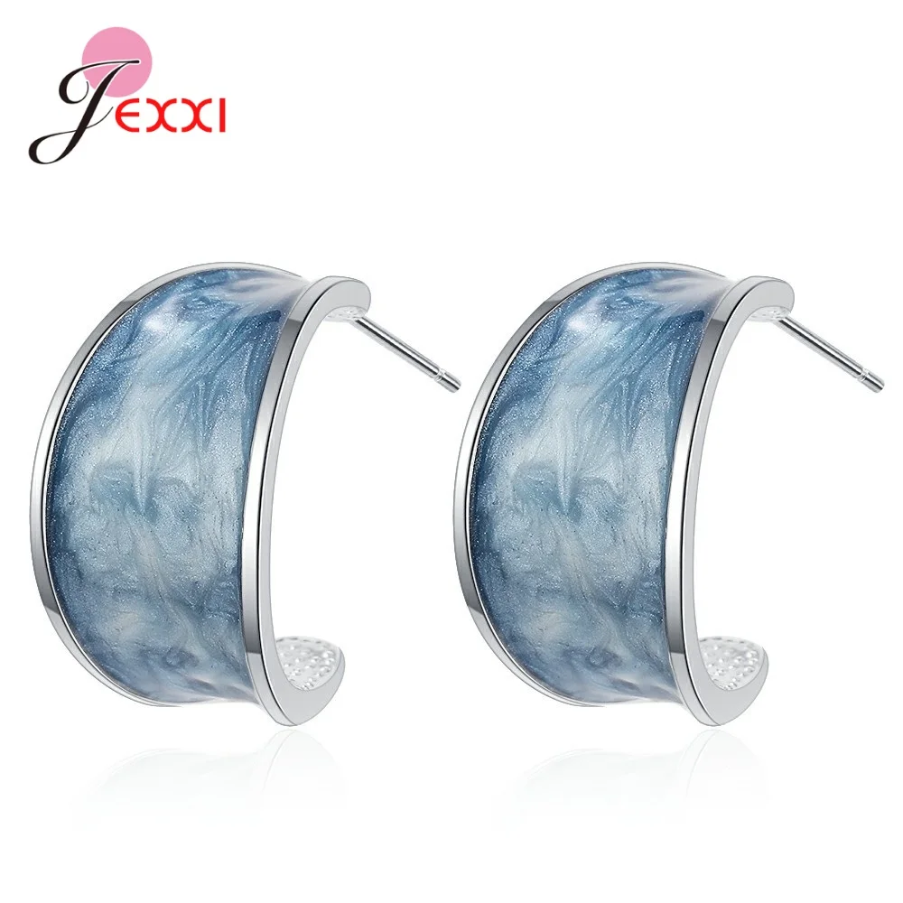 Bent Type Ripple Pattern Earrings Wedding Birthday Present for Women Girls 925 Sterling Silver Modern Jewelry Wholesale