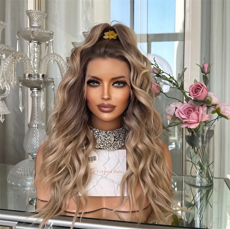 

Blond Synthetic Wig 13x4 Ombre Brown Blonde Balayage HD Lace Front Wig Gradient Lace Front Wig for Daily Party Beginner Friendly