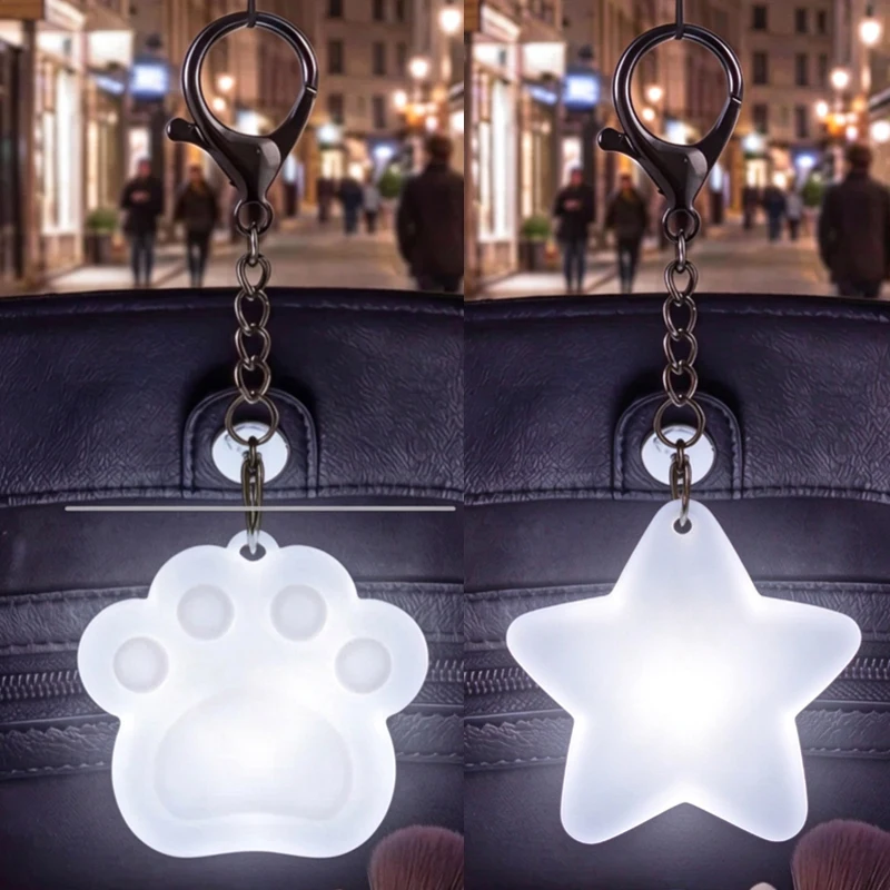 Touch Glow Light Cat Paw Keychains Portable Touch Handbag Light USB Rechargeable Cute Heart Keychain Light Backpack Decoration