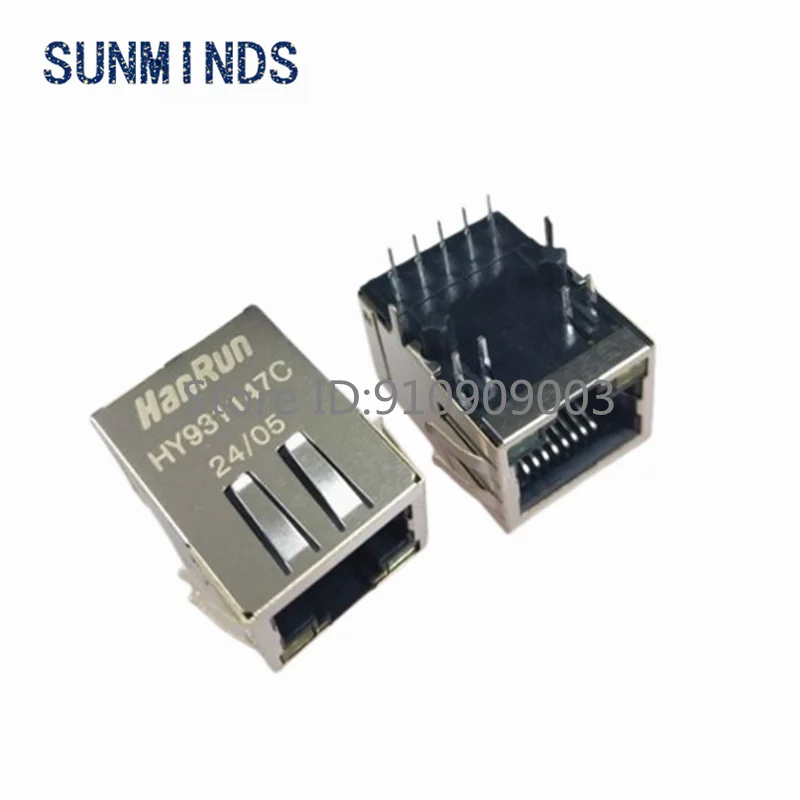 5PCS HY931147C RJ45 Socket Gigabit Network Isolation Transformer Filter With Light Horizontal