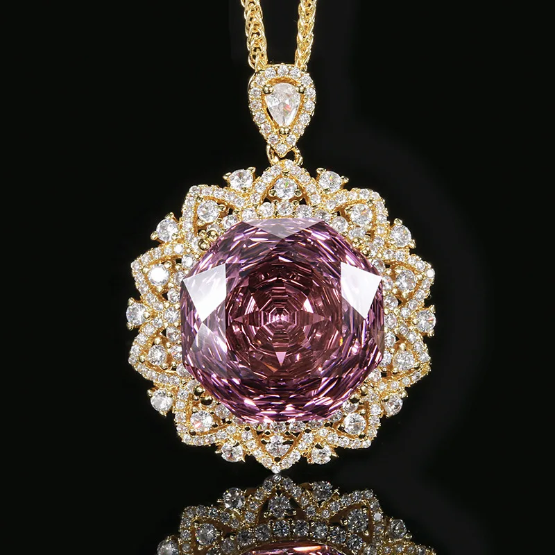 New Gold-Plated Rose Cut Elegant Vintage Gold Pendant Main Stone18mm