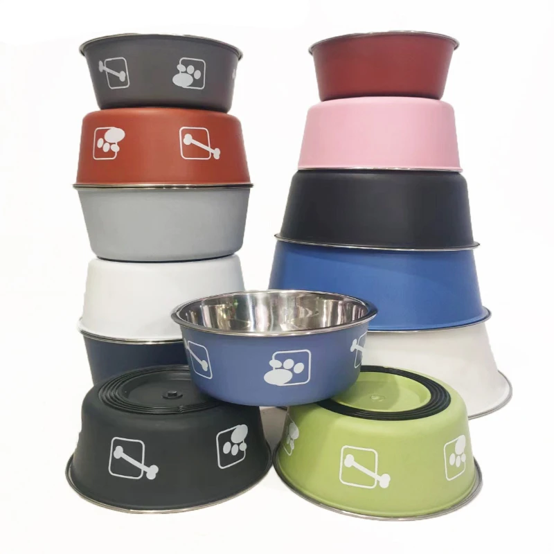 

Stainless Steel Dog Bowl Dog Cat Water Feeder Non Slip Spill Proof Cat Bowl Double Layer Printed Stainless Steel Pet Bowl