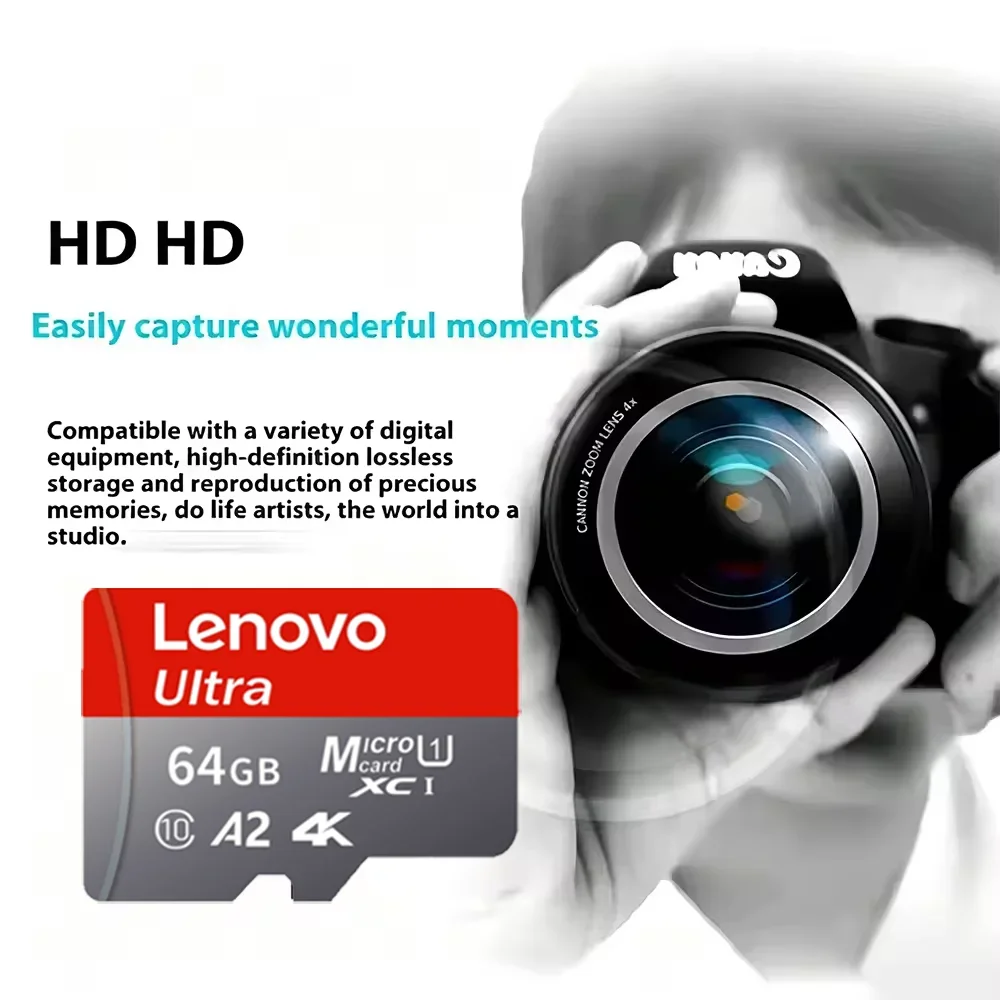 Lenovo Memory Card Micro TF SD Card Class 10 High Speed 4K Video TF Flash SD Cards 128GB 64GB TF Card for Phones Camera Drone