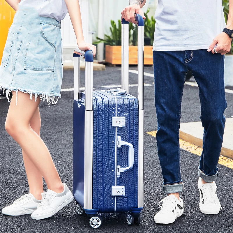 Casal Duplo trole bagagem de viagem universal roda dupla mala homens mulheres embarque bagagem 20/24 inch luxo caixa de senha