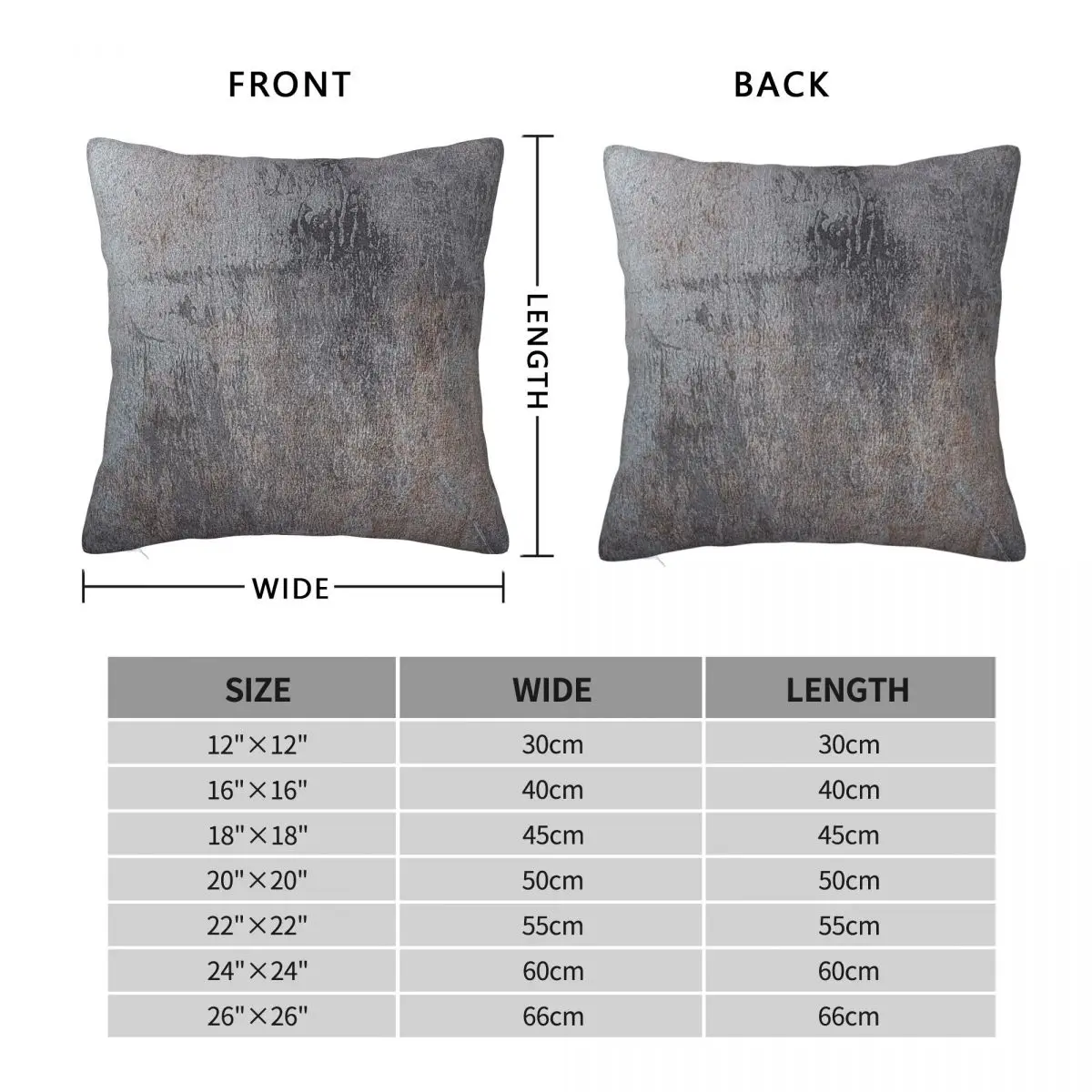 Grunge Metal Texture Square Pillowcase Polyester Linen Velvet Creative Zip Decor Room Cushion Case Wholesale