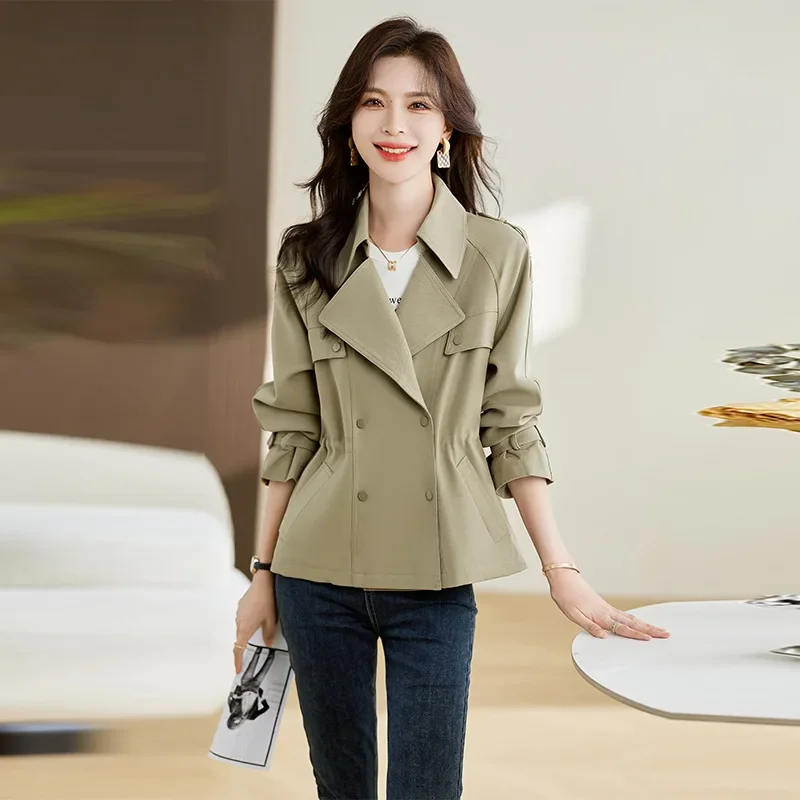 سترة تنحيف بلون سادة لربيع وخريف 2025 متوسطة الطول وأكمام طويلة عادية وياقة بدلة ركاب عصرية