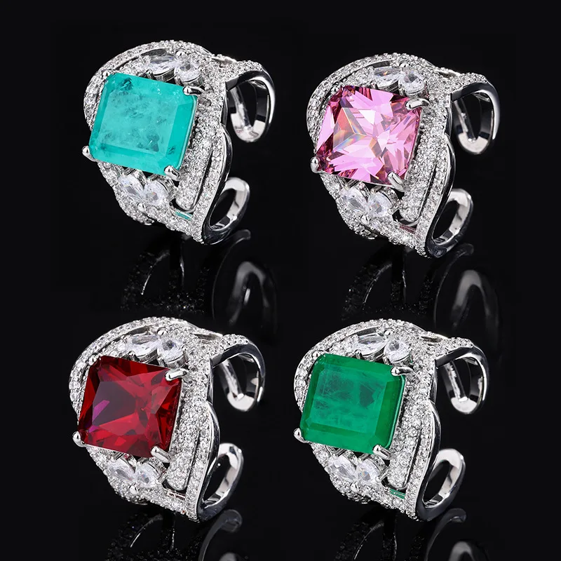 

New Jewelry Accessories Ring Colorful Gemstone European and American Design Inlaid Emerald Wholesale Women's Style