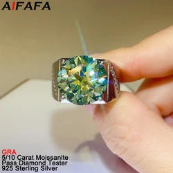 5/10 Carat White Green Moissanite Rings for Men Women Luxury s925 Silver Moissanita Gemstone Fine Jewelry Pass Diamond Test GRA