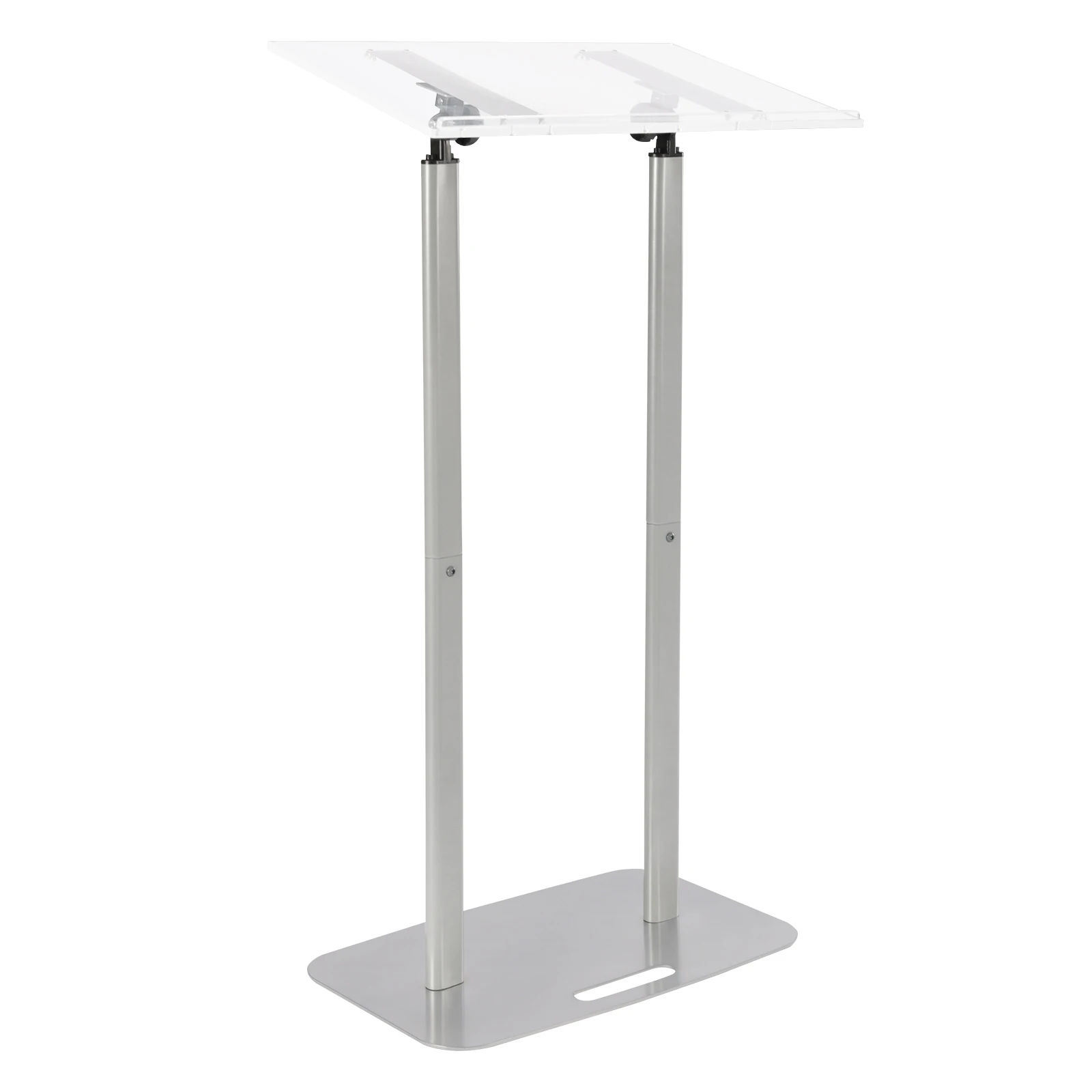 Floor Standing Acrílico Podium, Silver Iron Body and Base, Pé Lectern, Pulpit Desk, 46, 46 polegadas de altura