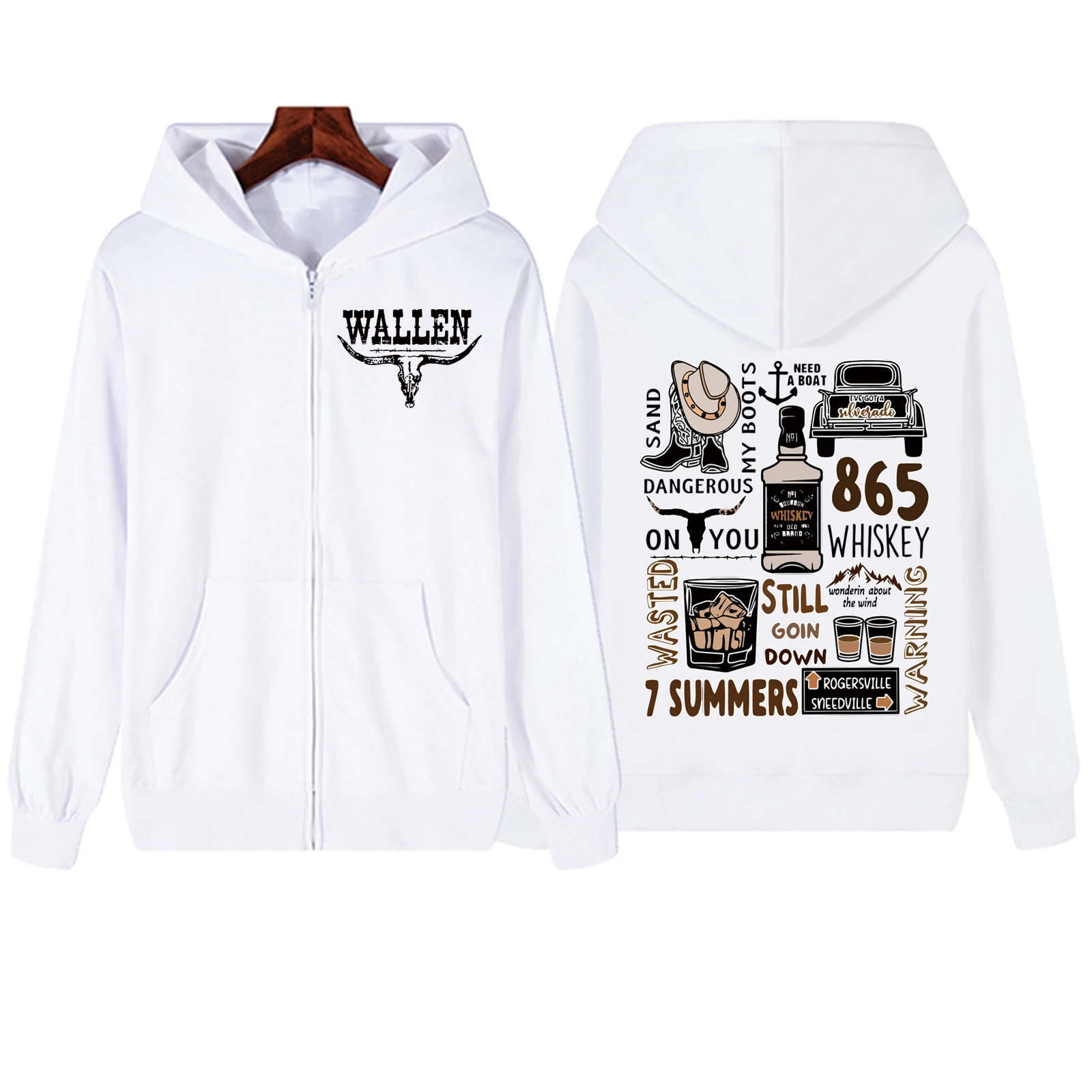 2024 Morgan Wallen Western Country Music Zipper Hoodie Harajuku Pullover Tops Sweatshirt Streetwear