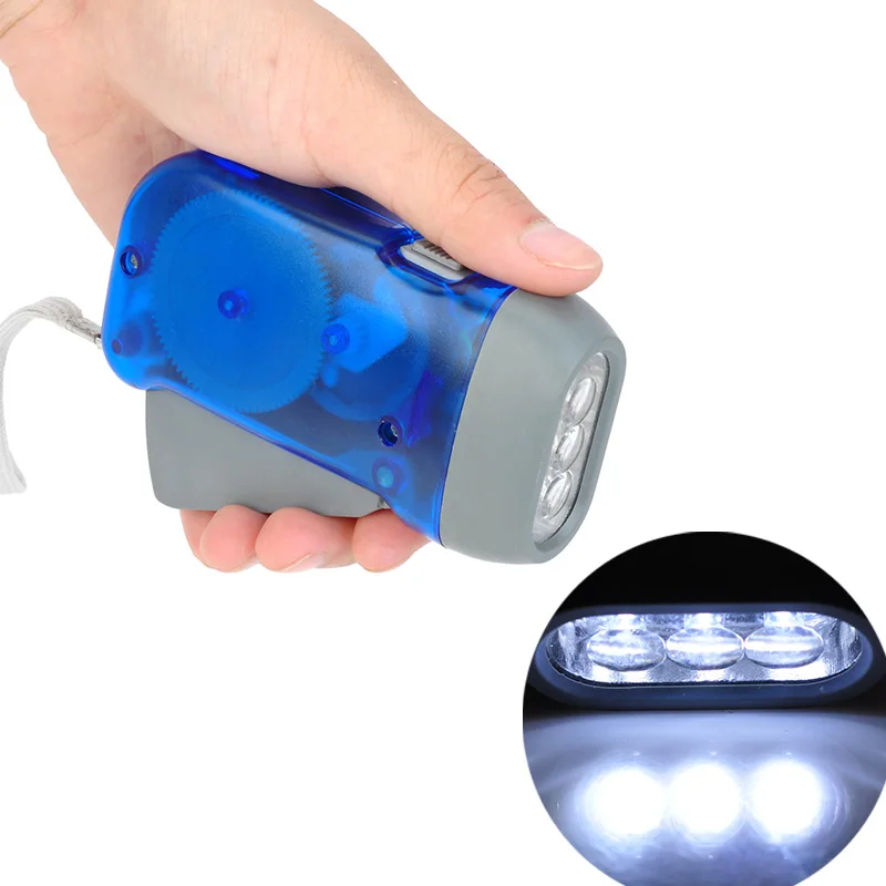 

Hot Hand Pressing Dynamo Crank Power Wind Up Flashlight Mini Self Generating Torch LED Camping Lamp Light for Outdoor Home Blue