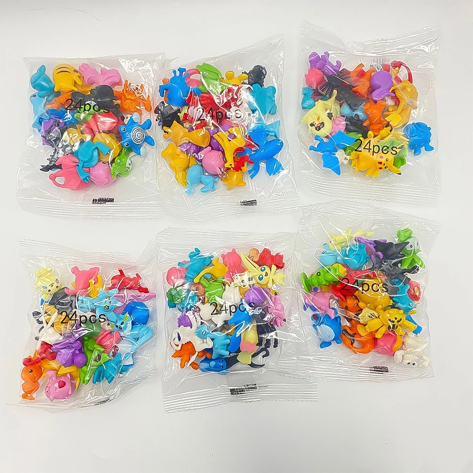 24-144pcs Pokemon Action Figure Pikachu Anime Model 2-3CM Sier Decoratie Mini Model Pop Speelgoed kinderen Kerstcadeaus